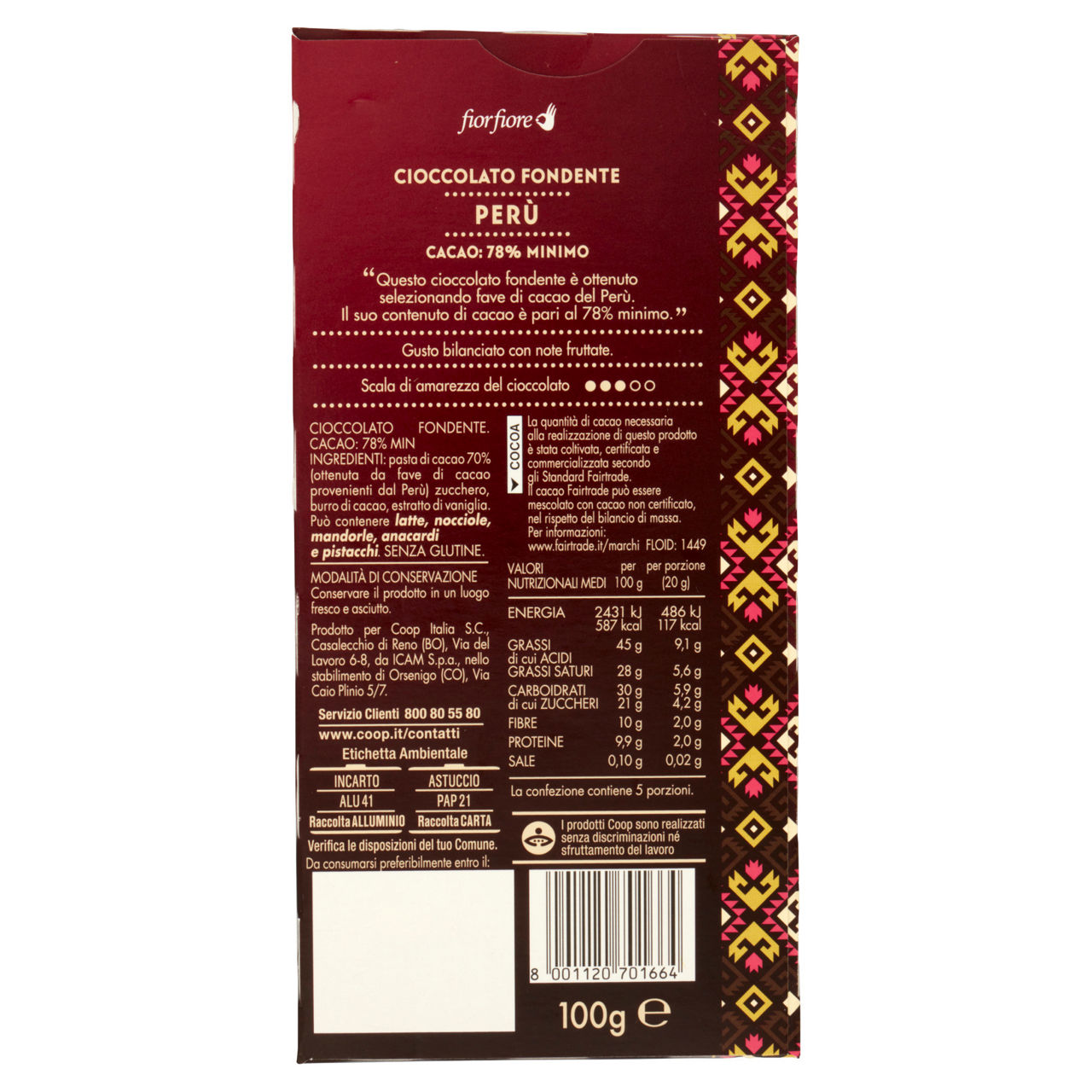 Tavoletta di cioccolato fondente 78% Perù 100 gr - Immagine 31