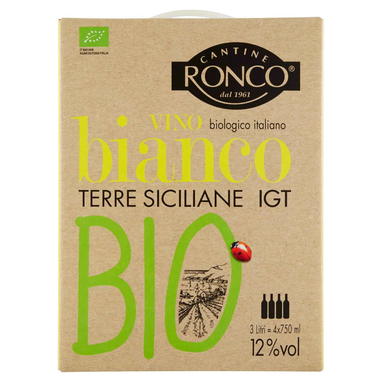 Vino bianco Terre Siciliane IGT bio bag in box 3 lt - Immagine 01