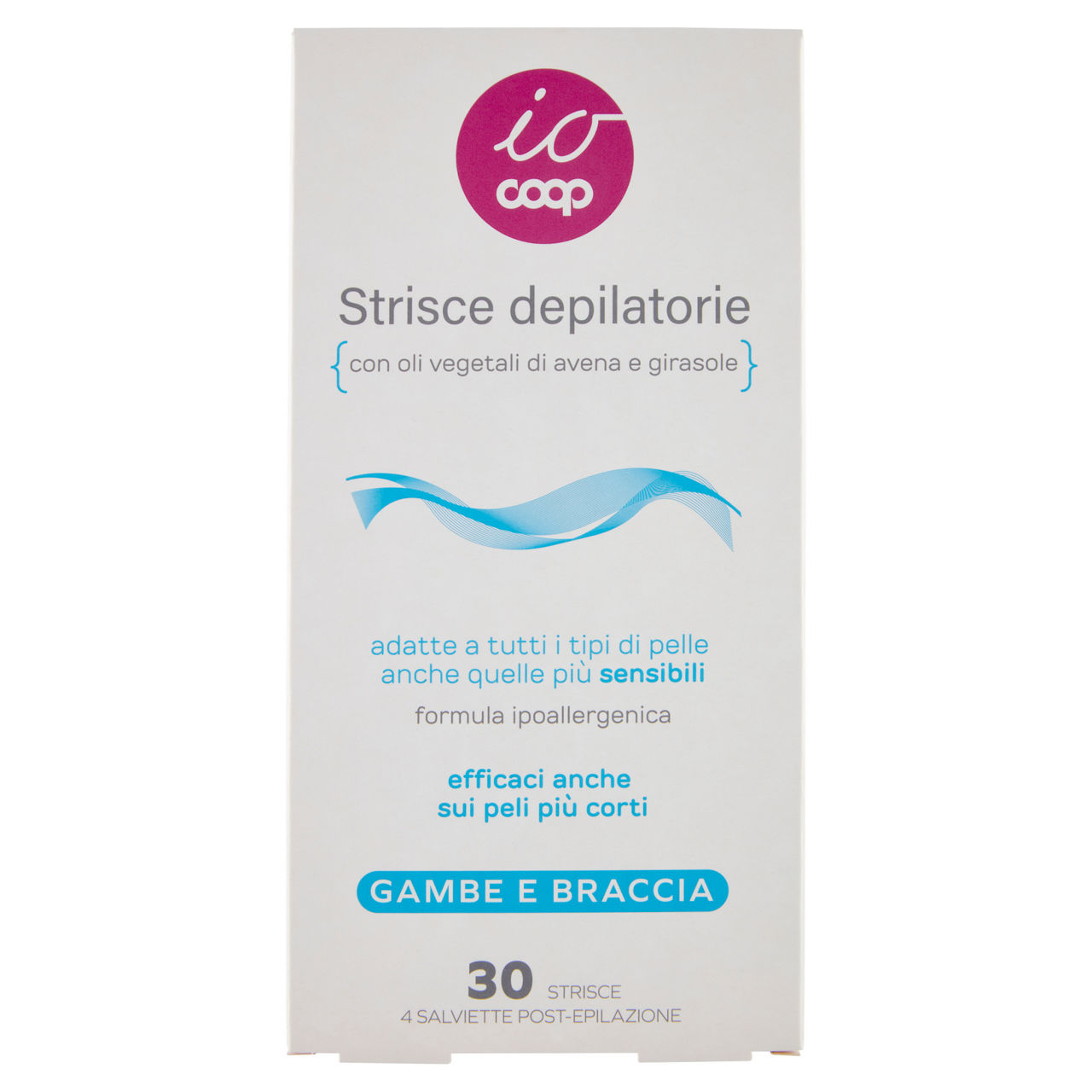 Strisce depilatorie io coop gambe e braccia 30 pz + 4 salviette post epilazione