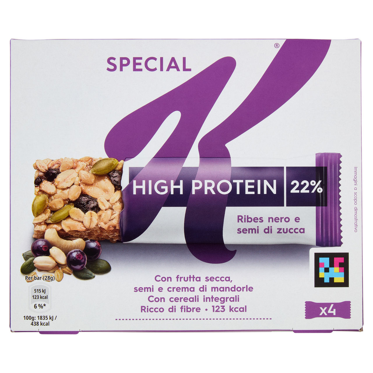 Barrette special k protein ribes nero & semi di zucca kellogg g 112 - Immagine 01