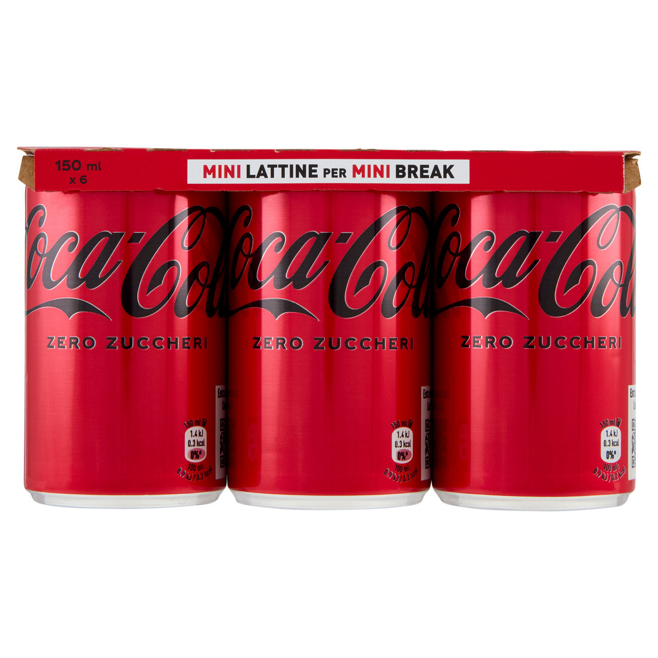 Coca Cola zero zuccheri in lattina mini 6 pz x 150 ml - Immagine 01