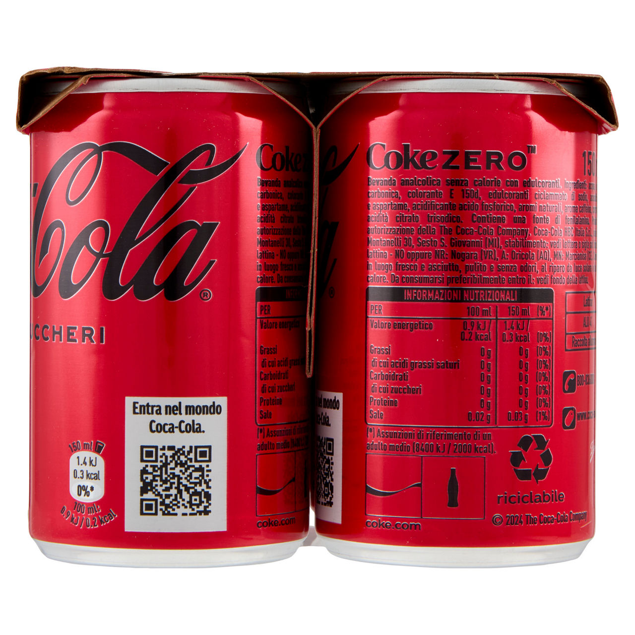 Coca Cola zero zuccheri in lattina mini 6 pz x 150 ml - Immagine 41
