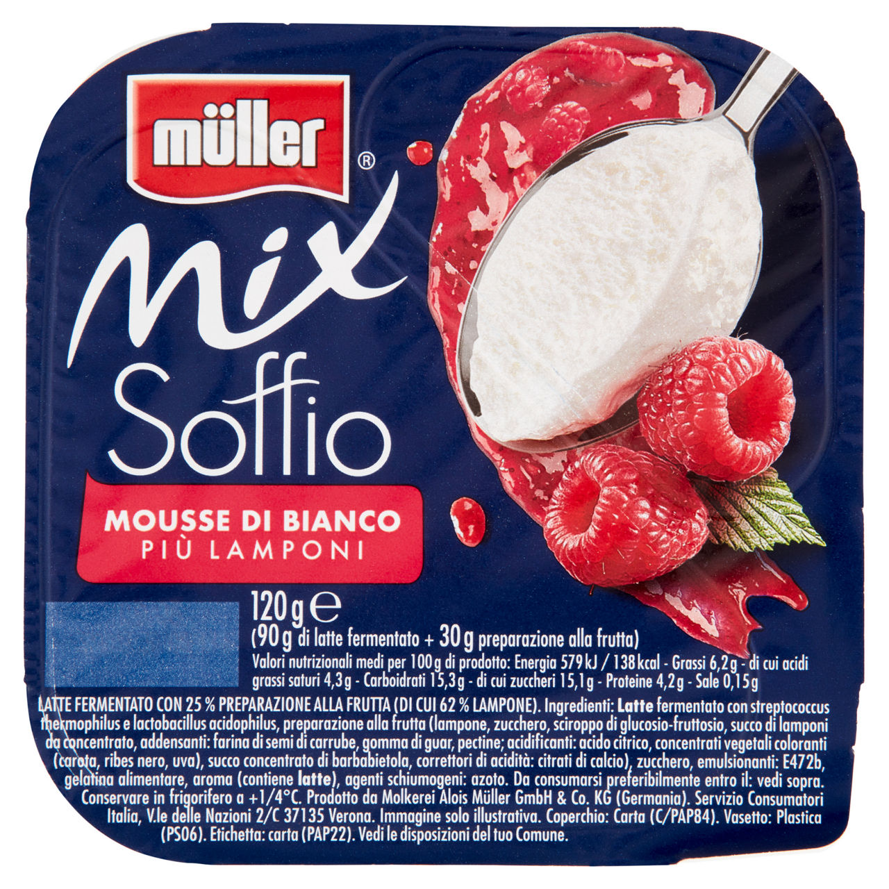 Mousse bianca con lamponi 120 gr - Immagine 01