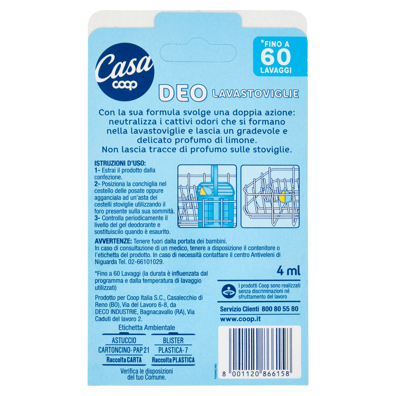 Deodorante lavastoviglie coop casa limone e agrumi 60usi  4 ml. cartoncino pz.1 - Immagine 51