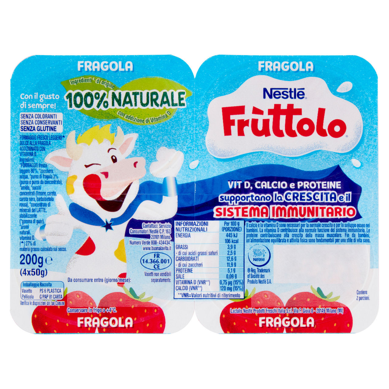 Yogurtino alla fragola 4 pz da 50 gr - Immagine 01
