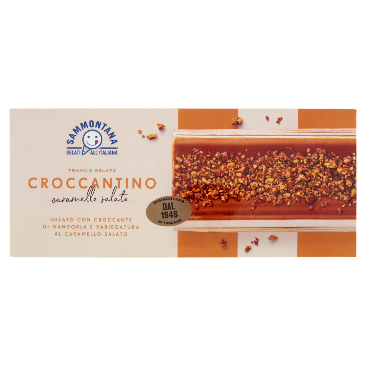 Torta gelato al croccante di mandorla e caramello salato 500 gr
