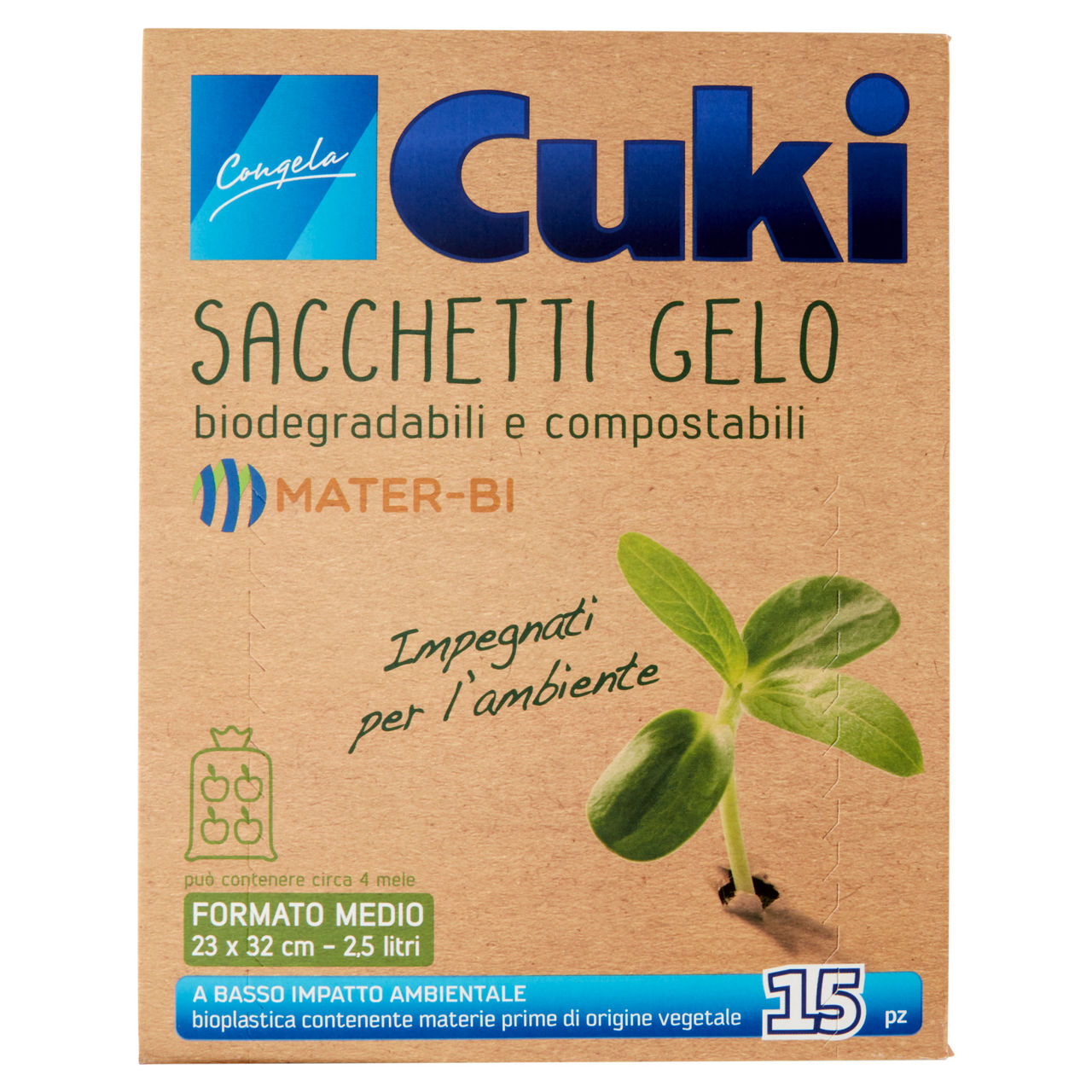 Sacchetti gelo in mater-bi cuki- medi cm 23x32 pz 15 - Immagine 01