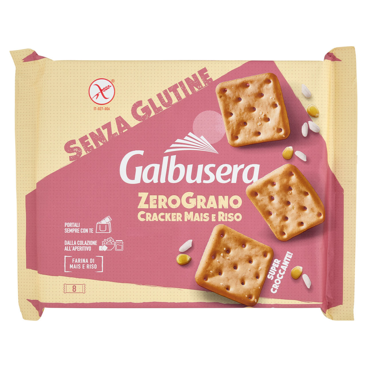 Cracker con mais e riso senza glutine 8 monoporzioni - Immagine 01