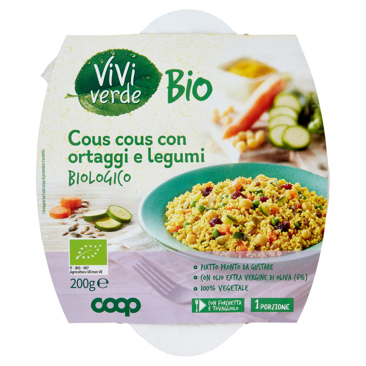 Cous cous con ortaggi e legumi bio 200 gr - Immagine 01