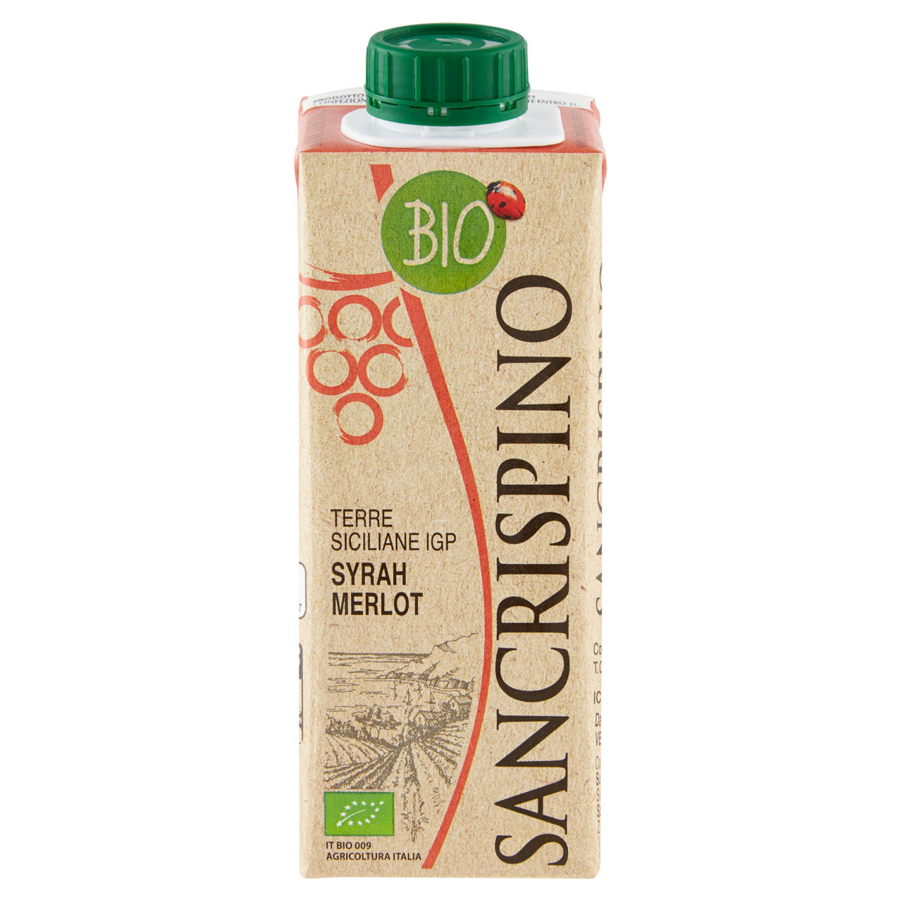 Vino rosso TERRE SICILIANE IGP SYRAH MERLOT BIO BRICK 250 ml - Immagine 01