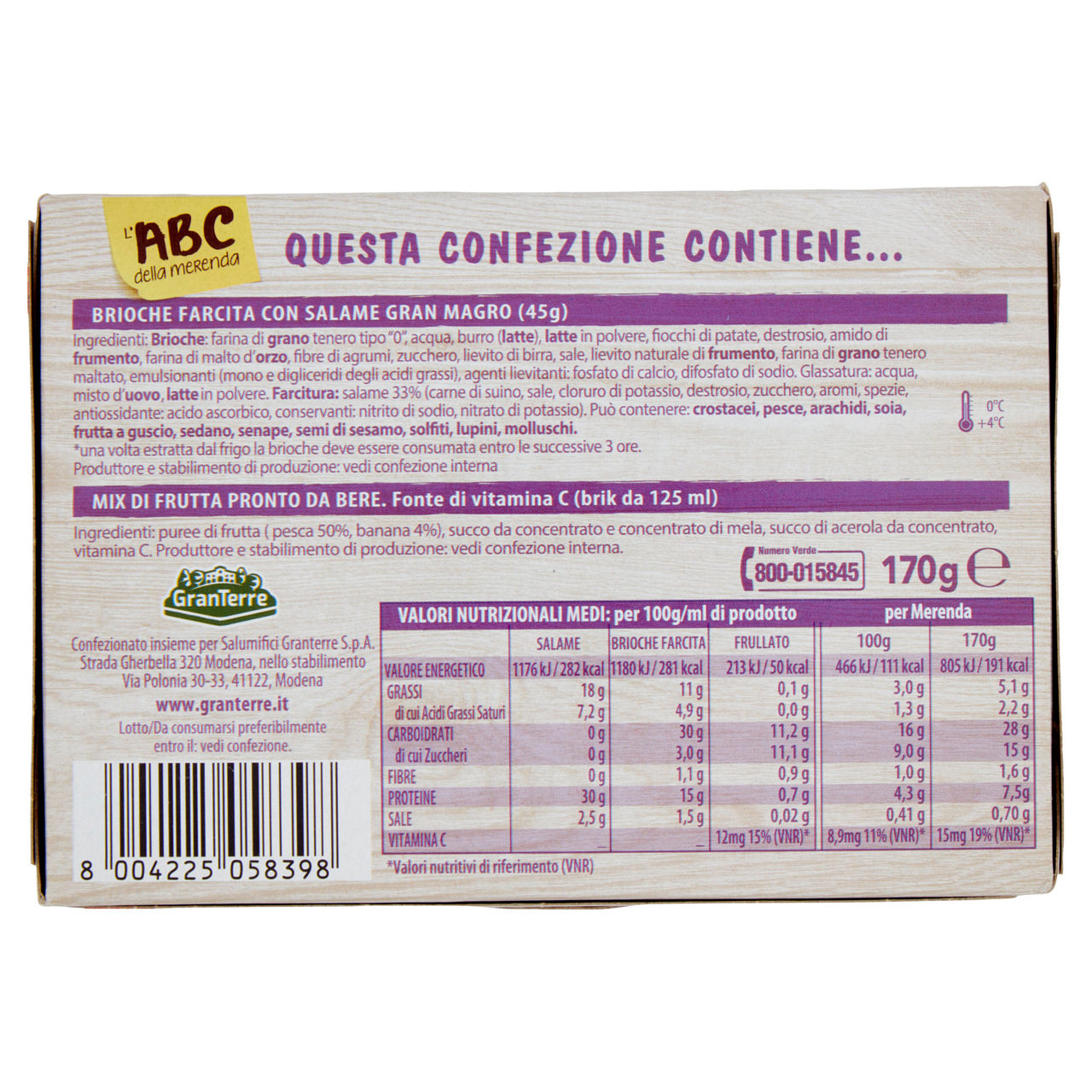 Merenda salata brioche con salame magro e frullato di frutta 170 gr - Immagine 41