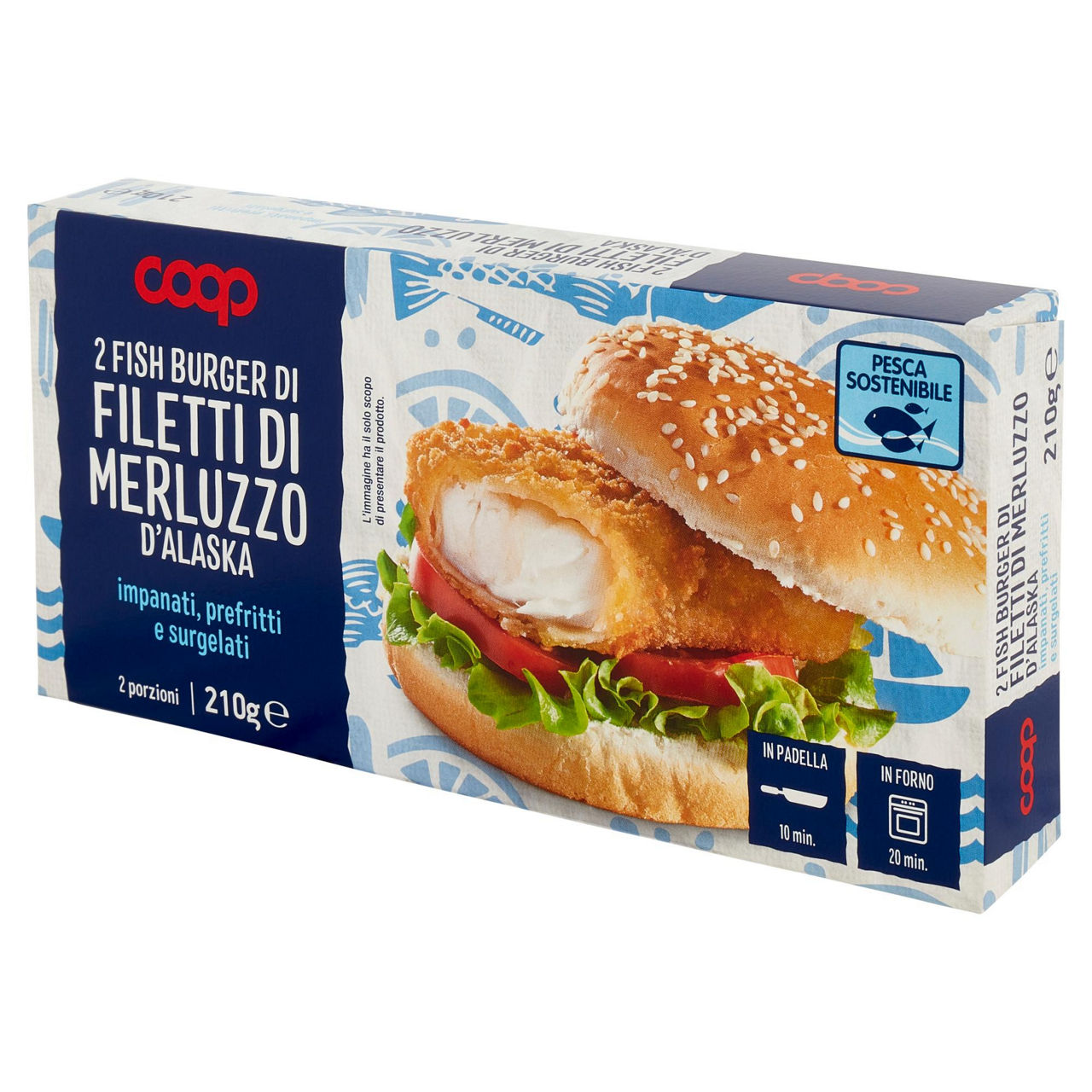 Fish burger di merluzzo d'Alaska impanati prefritti e surgelati 210 gr - Immagine 41
