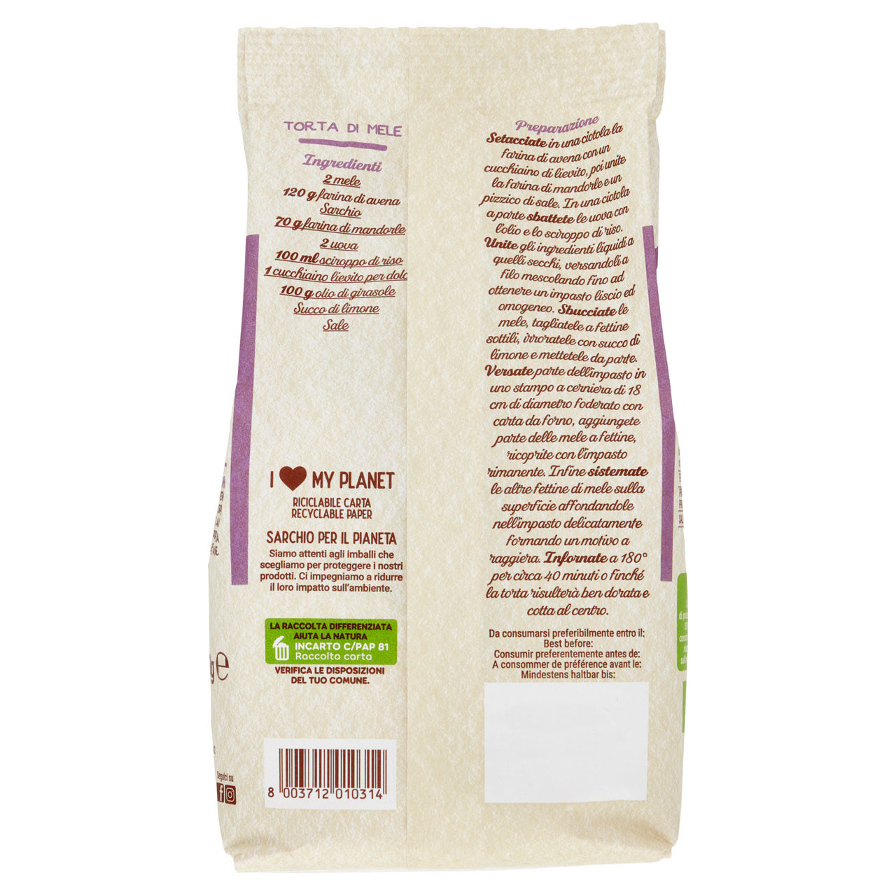 Farina d'avena integrale bio sarchio sacchetto gr. 350 - Immagine 51
