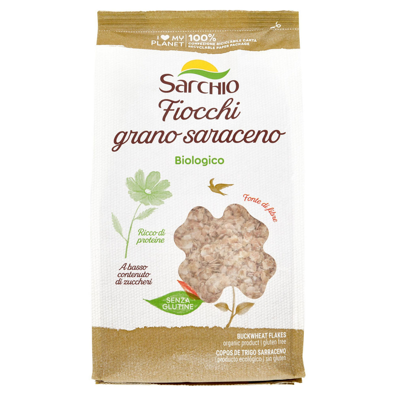Fiocchi di grano saraceno bio sarchio sacchetto gr. 375 - Immagine 01