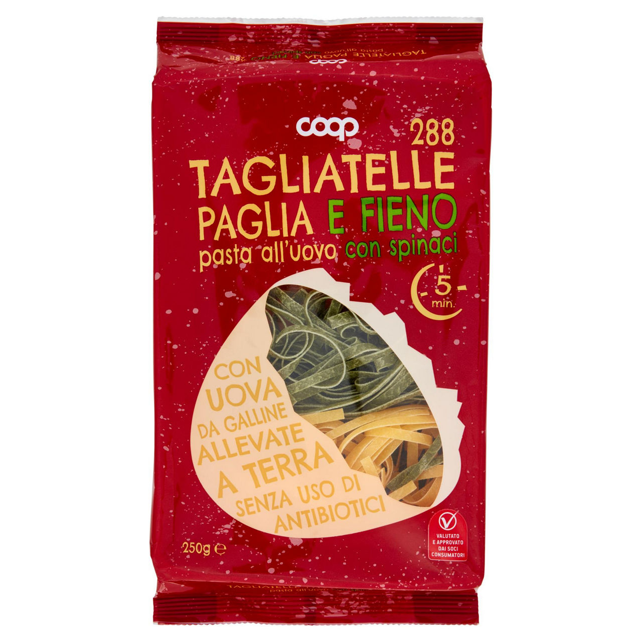 Tagliatelle paglia e fieno 288 pasta all'uovo con spinaci 250 g - Immagine 01