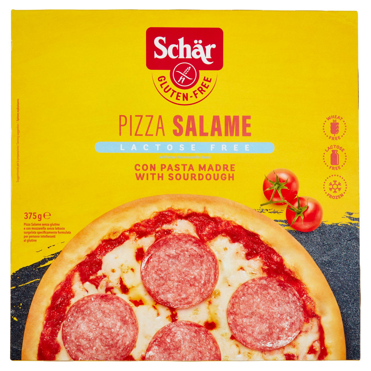 Pizza al salame con pasta madre senza glutine e senza lattosio 375 gr