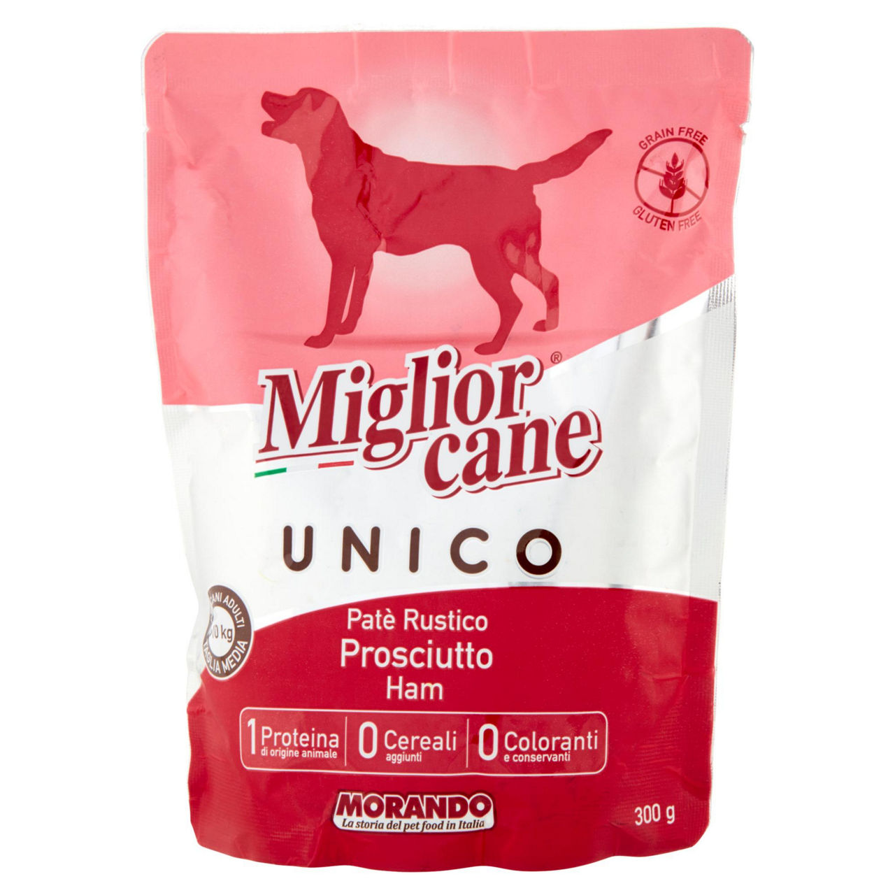 MIGLIORCANE UNICO PATÉ RUSTICO 100% PROSCIUTTO BUSTA GR.300 - Immagine 01