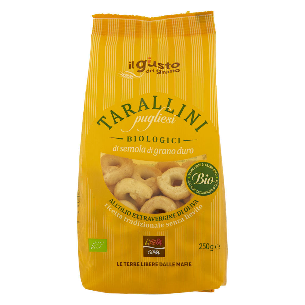 Tarallini pugliesi di semola di grano duro bio all'olio extra vergine di oliva 250 gr - Immagine 01