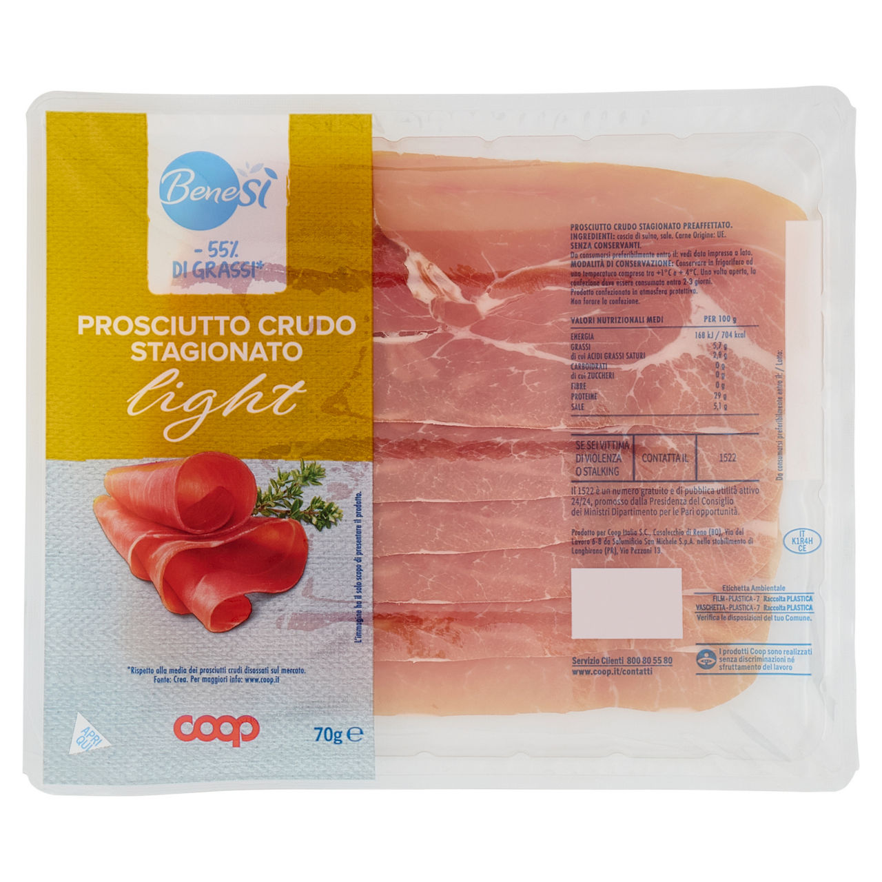 Prosciutto crudo stagionato light affettato 70 gr - Immagine 01