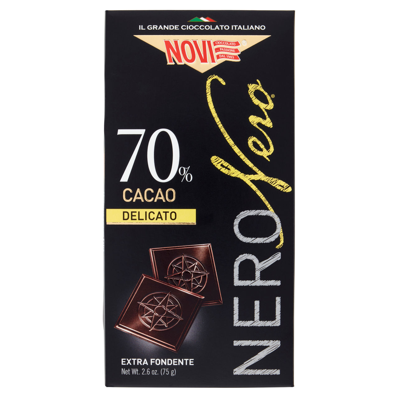 Tavoletta di cioccolato Nero Nero extra fondente delicato 70% 75 gr