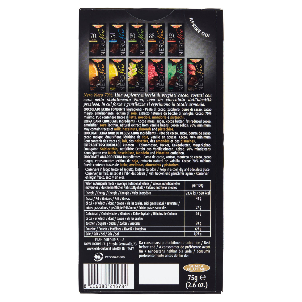 Tavoletta di cioccolato Nero Nero extra fondente delicato 70% 75 gr - Immagine 11