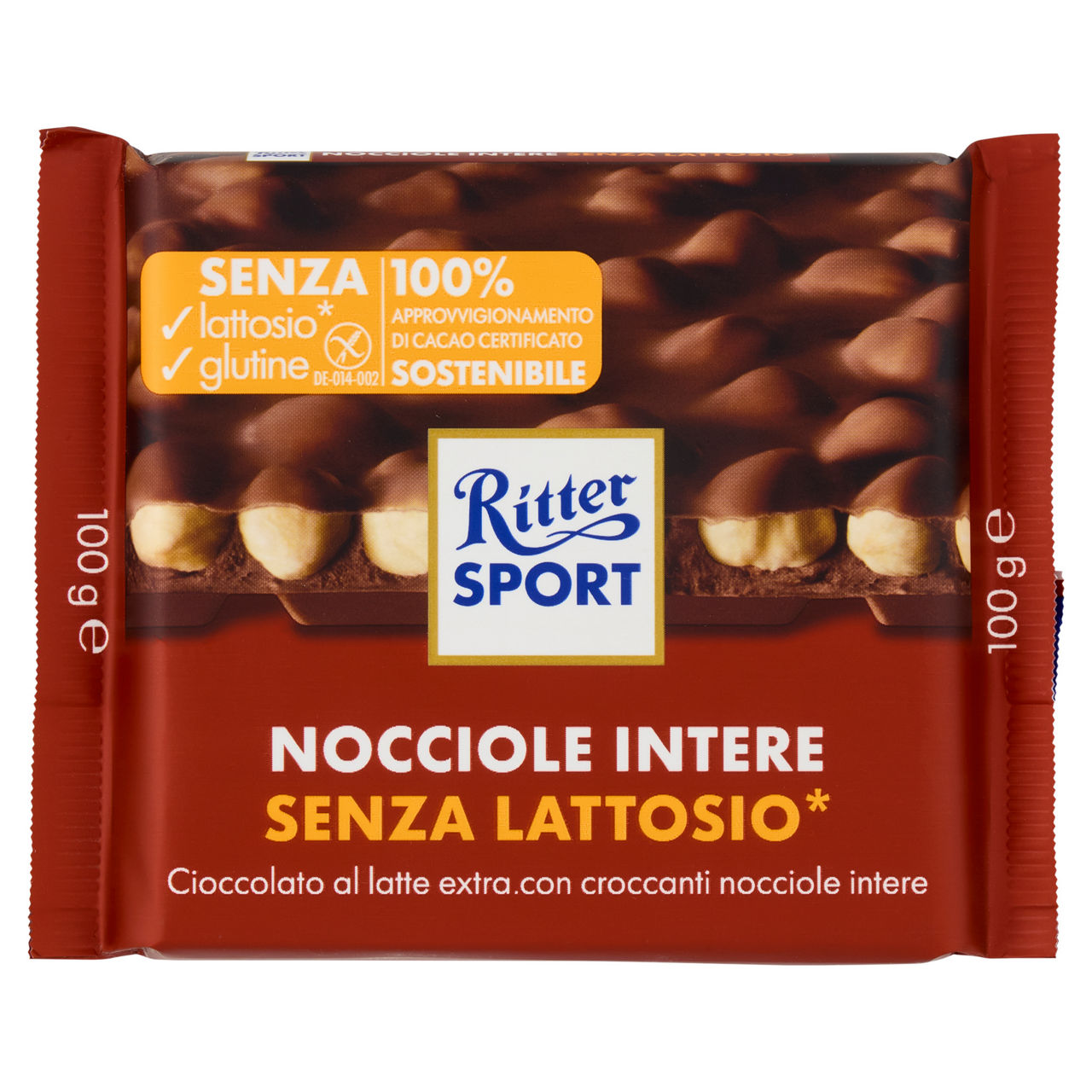Taveletta di cioccolato al latte con nocciole intere senza lattosio 100 gr