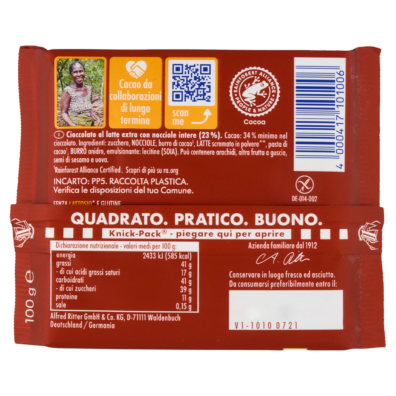 Taveletta di cioccolato al latte con nocciole intere senza lattosio 100 gr - Immagine 11