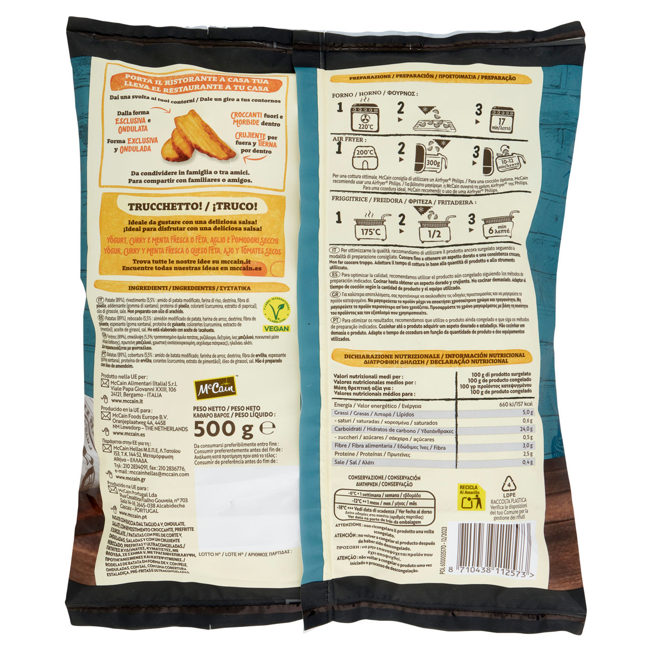 Patatine con buccia taglio a v prefritte surgelate 500 gr - Immagine 41