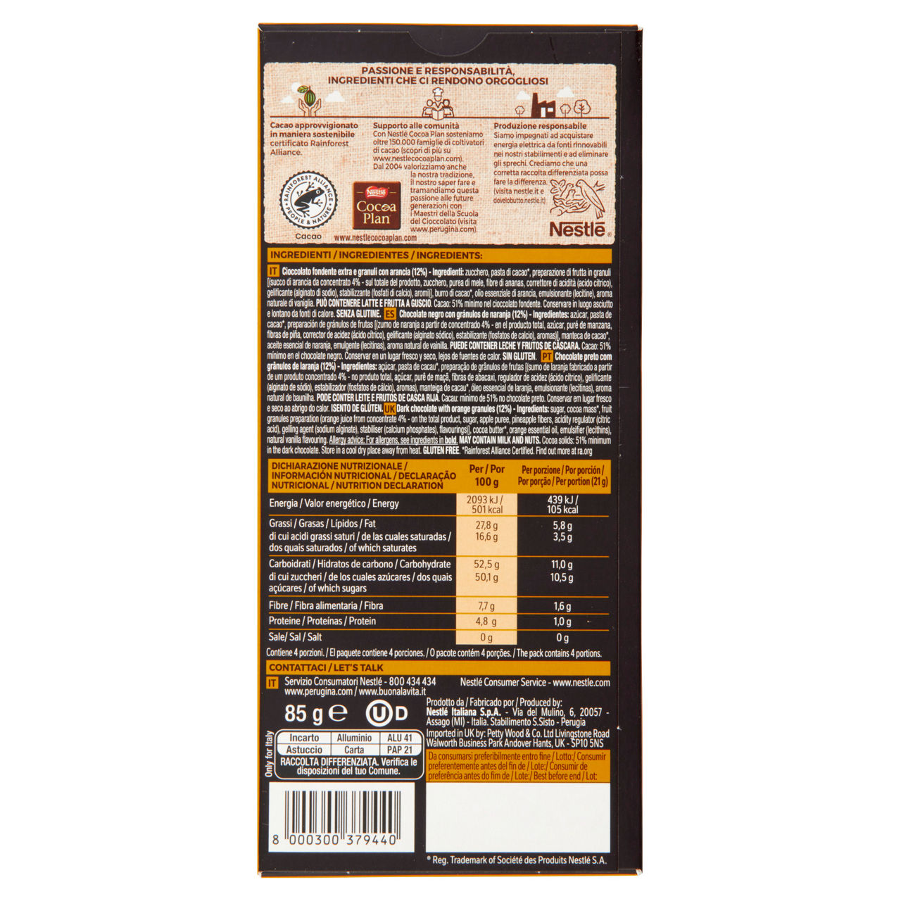 Tavoletta di cioccolato fondente con arancia 85 gr - Immagine 51