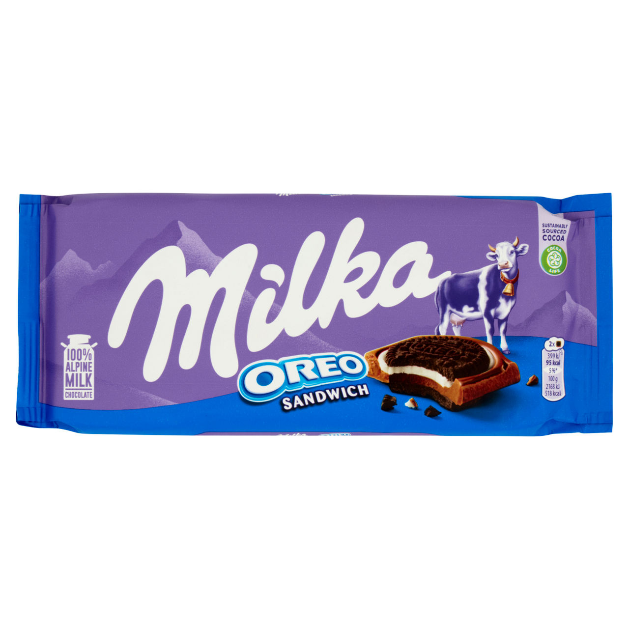 Tavoletta di cioccolato al latte delle Alpi e biscotto Oreo 92 gr - Immagine 01