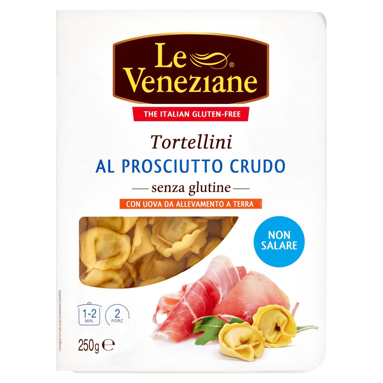 TORTELLINI S/GLUTINE LE VENEZIANE AL PROSCIUTTO CRUDO VASCHETTA  GR.250 - Immagine 01