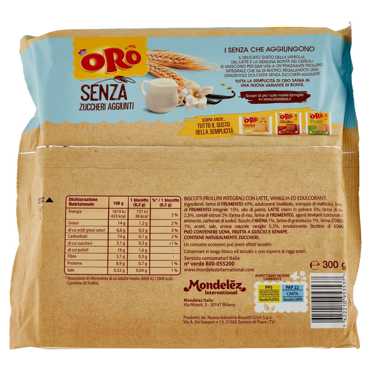 Biscotti integrali con vaniglia latte e cereali senza zuccheri aggiunti 300 gr - Immagine 21