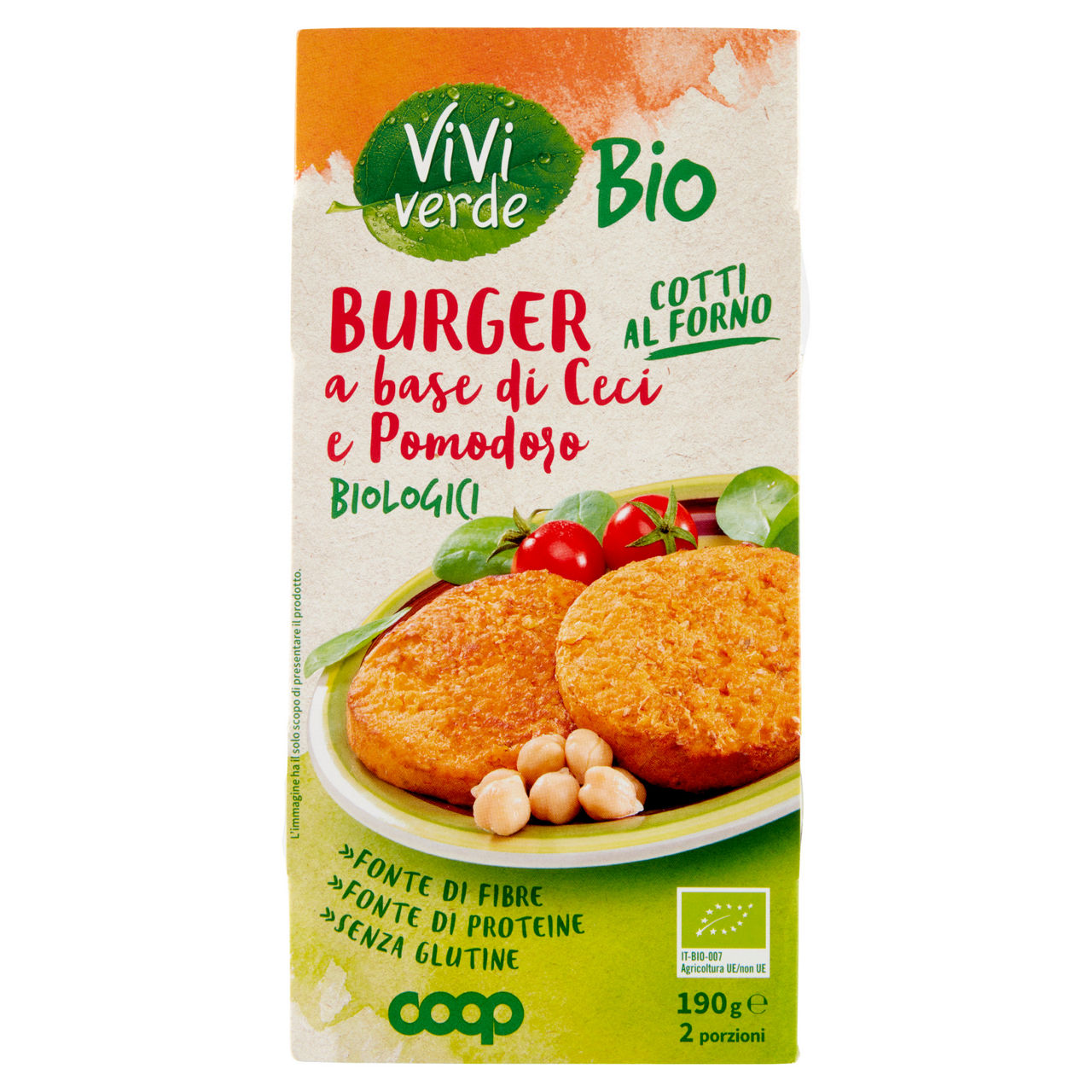 Burger vegetali a base di ceci e pomodoro bio 2 pz 190 gr
