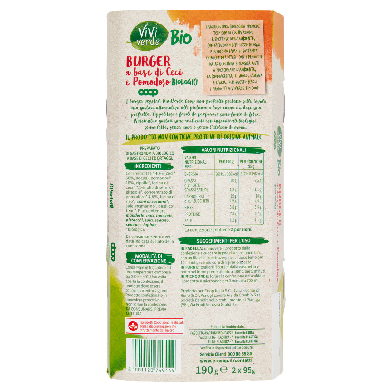 Burger vegetali a base di ceci e pomodoro bio 2 pz 190 gr - Immagine 51