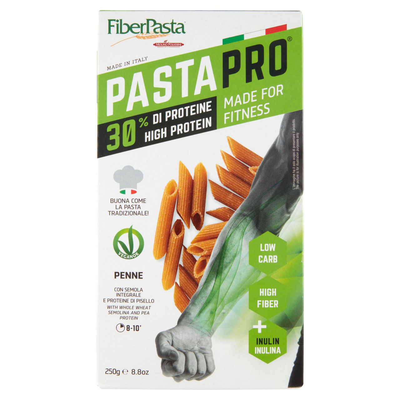 PENNE PASTAPRO 30% PROTEINE, INTEGRALI E BIOLOGICHE, CONFEZIONE 250 G - Immagine 01