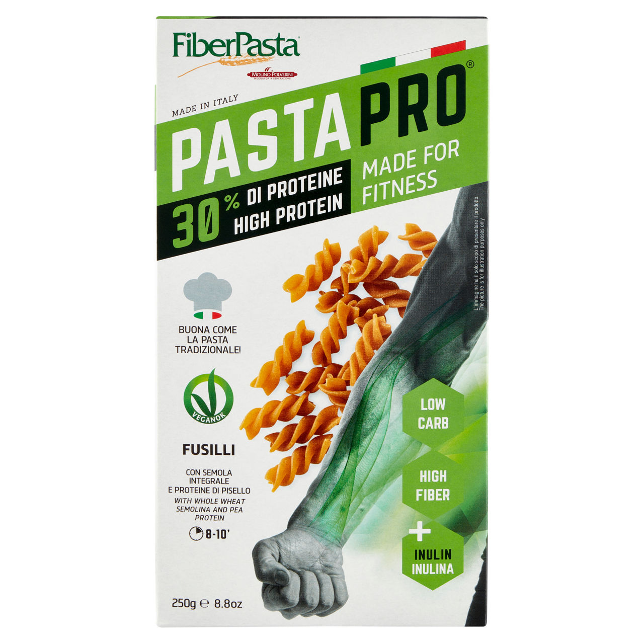 Fusilli proteici pasta di semola integrale e proteine di pisello 250 gr - Immagine 01