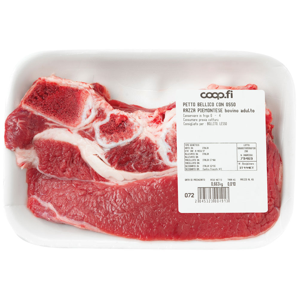 Petto bellico con osso di bovino adulto Piemontese