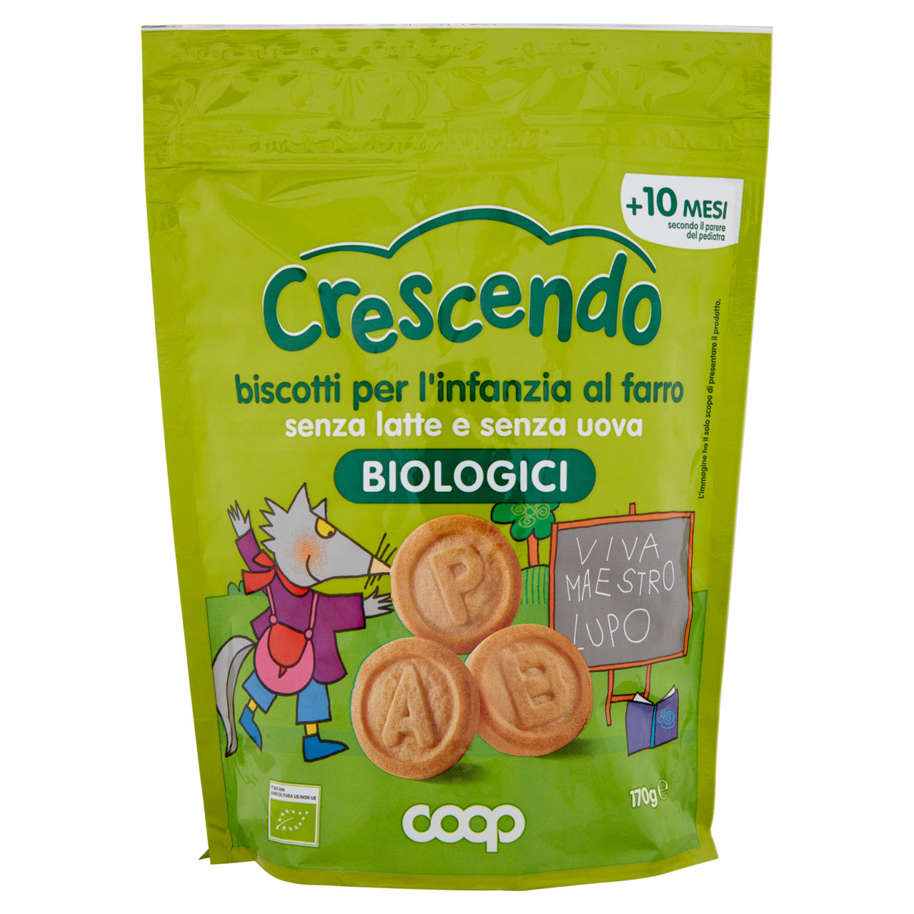 BISCOTTI BIO CRESCENDO COOP SENZA LATTE E SENZA UOVA CON FARRO GR 170 - Immagine 01