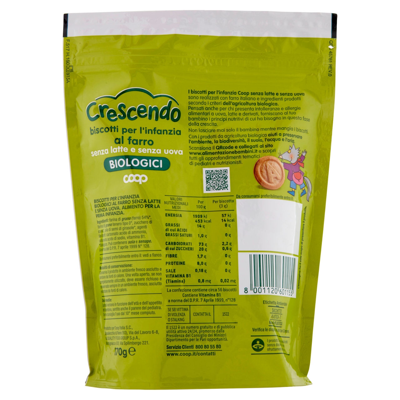 BISCOTTI BIO CRESCENDO COOP SENZA LATTE E SENZA UOVA CON FARRO GR 170 - Immagine 11