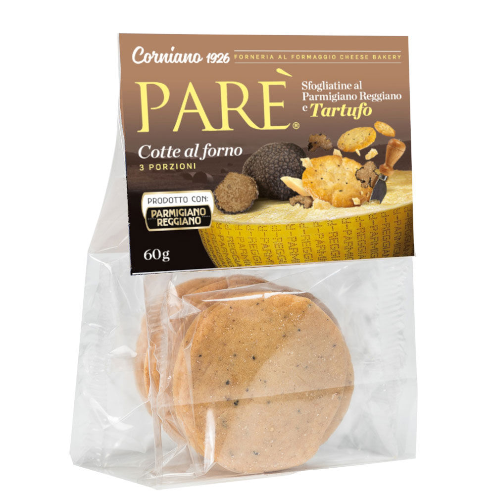 Parè sfogliatine cotte al forno al Parmigiano Reggiano e tartufo 60 gr