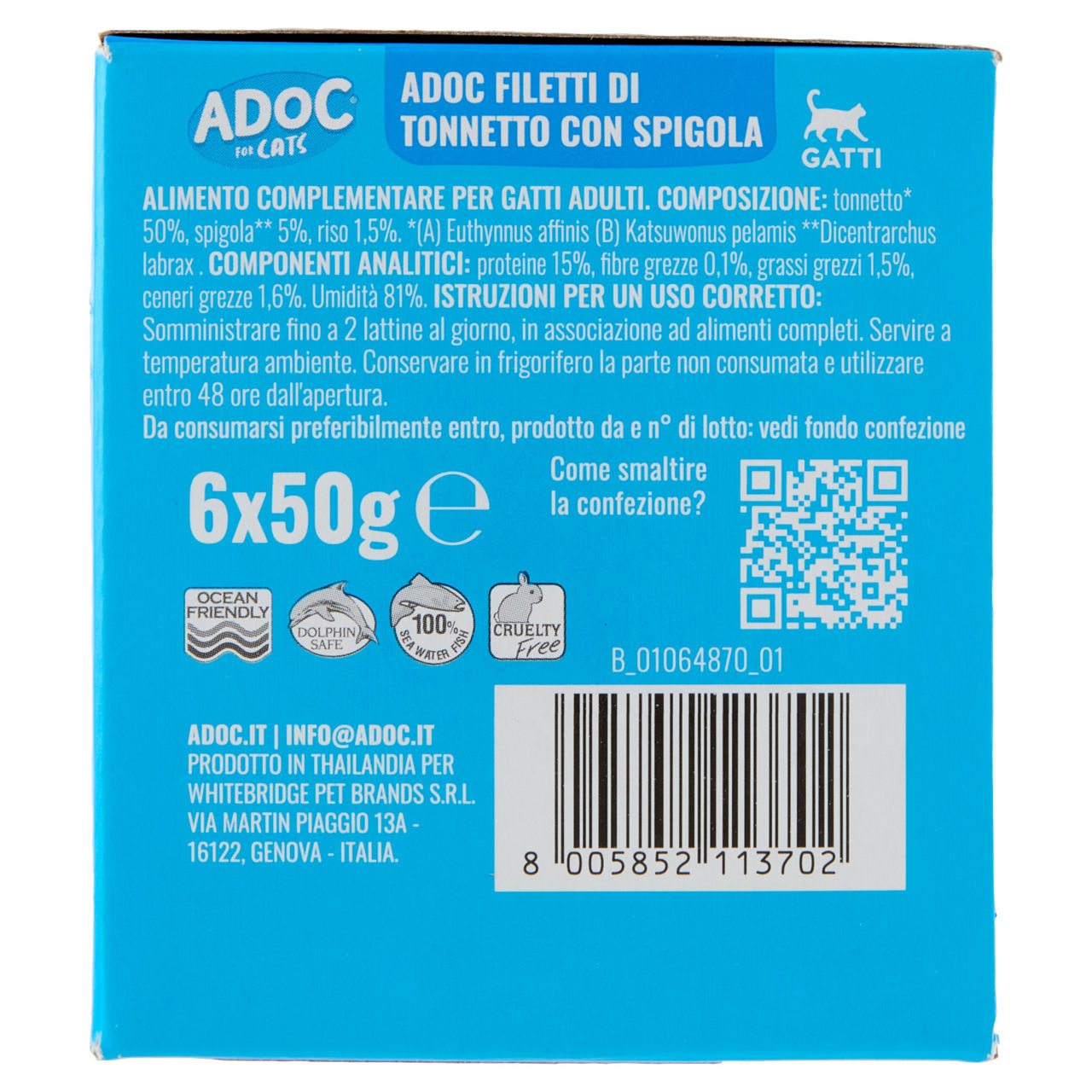 Umido per gatti filetti d tonnetto con spigola 6 pz x 50 gr - Immagine 51