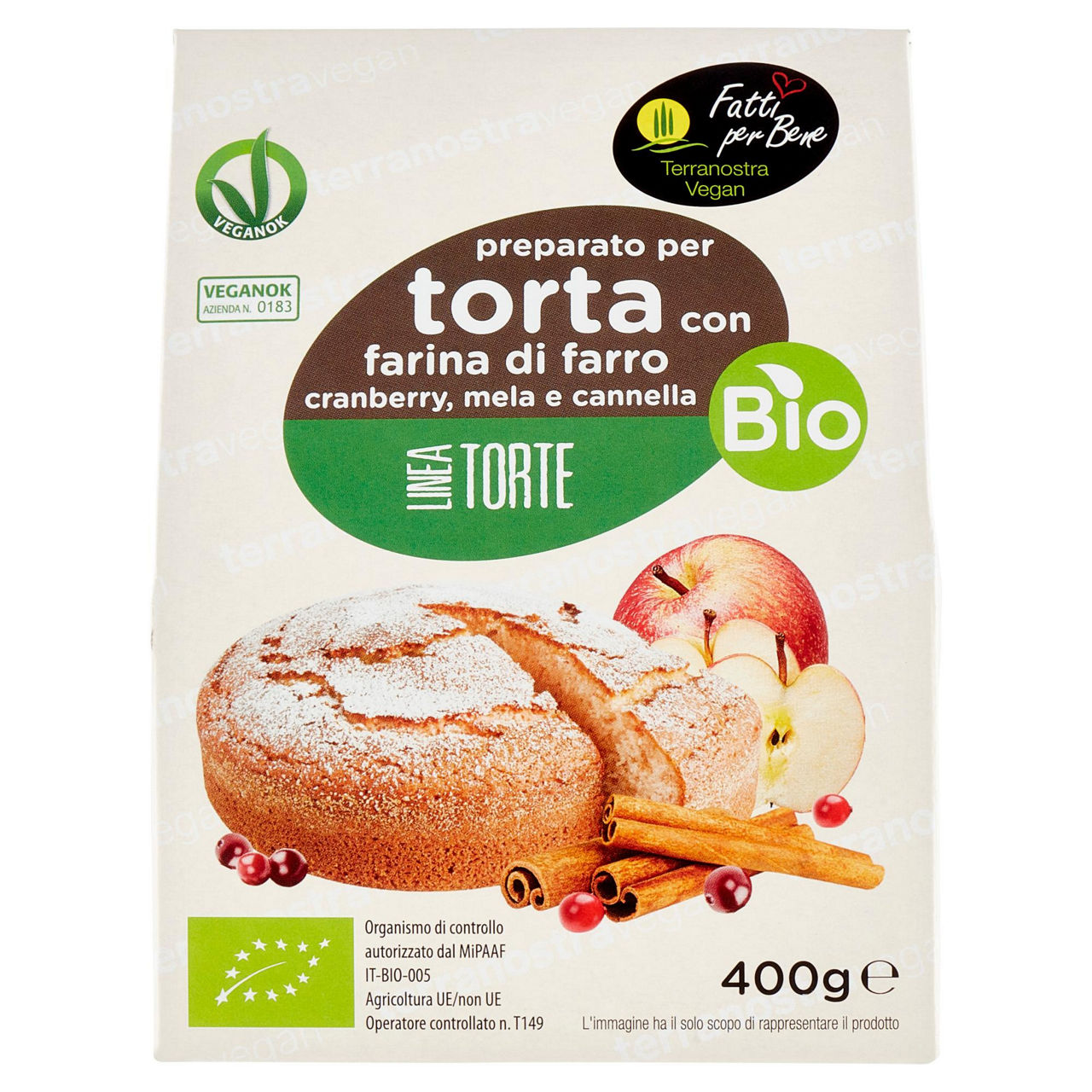 Preparato per torta di farro con cranberry, mela, cannella - Immagine 01