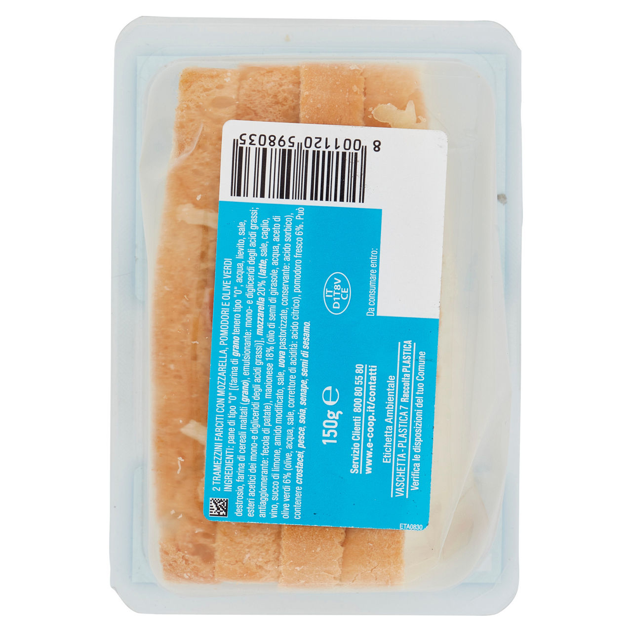 Tramezzini farciti con mozzarella pomodori e olive verdi 2 pz 150 gr - Immagine 31