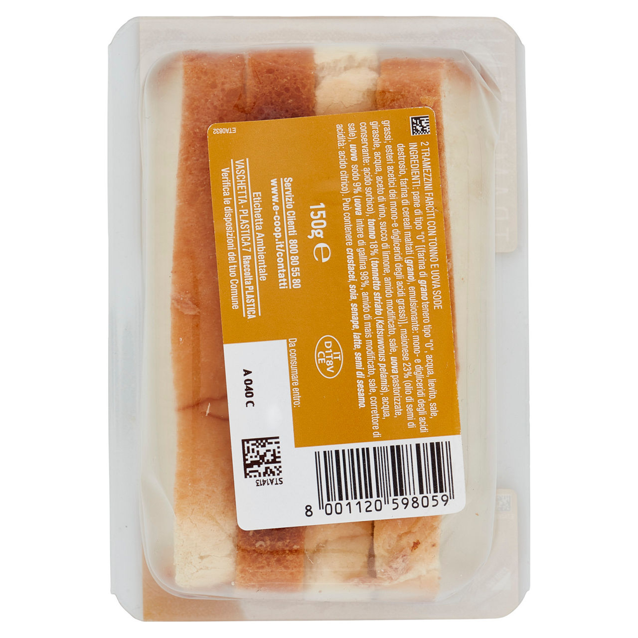 Tramezzini farciti con tonno e uova sode 2 pz 150 gr - Immagine 21