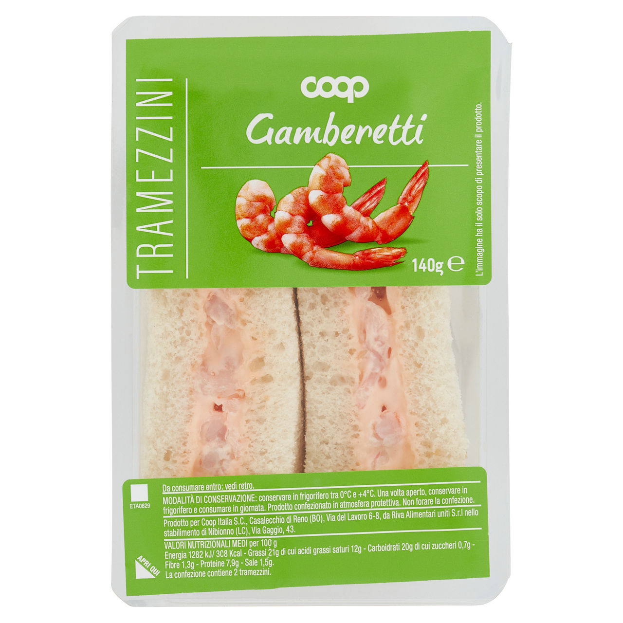 Tramezzini farciti con gamberetti e salsa rosa 2 pz 140 gr - Immagine 01