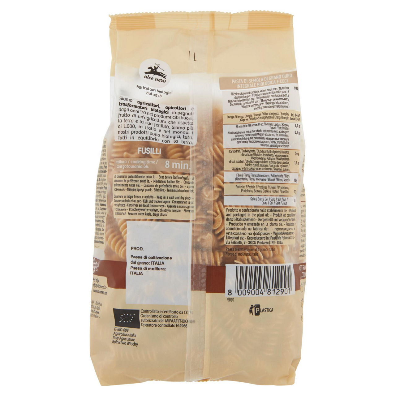 Fusilli integrali di grano duro e ceci bio 500g - Immagine 11