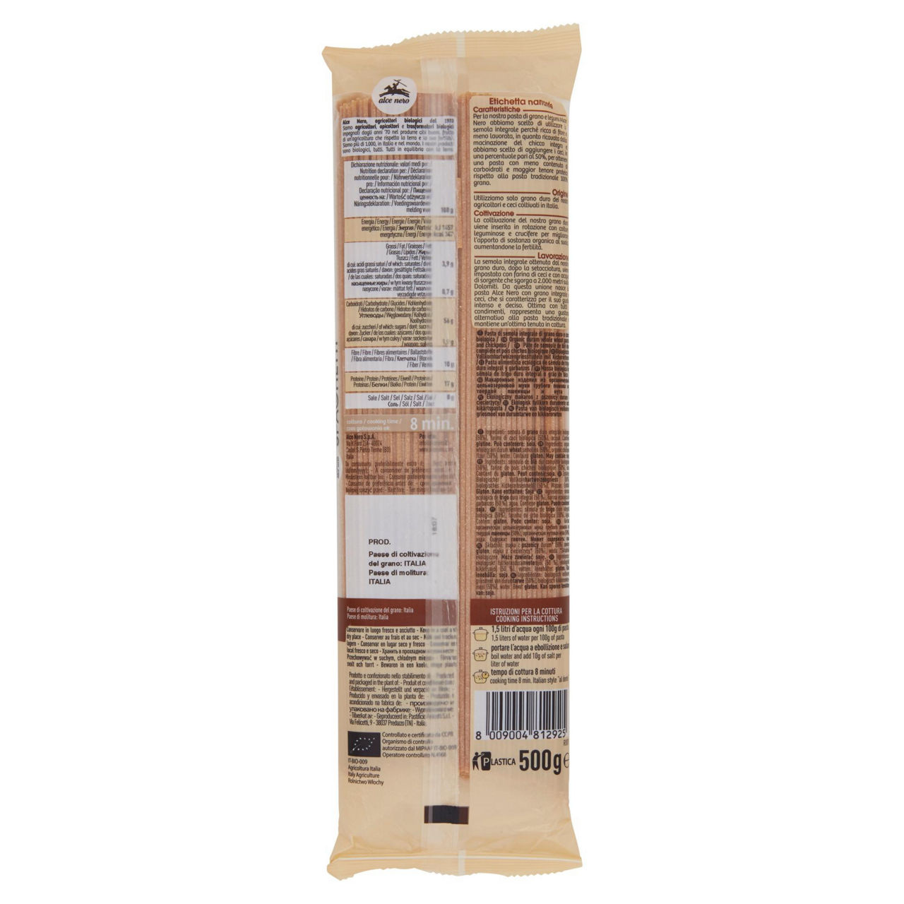 SPAGHETTI INTEGRALI DI GRANO DURO E CECI BIO 500G - Immagine 31
