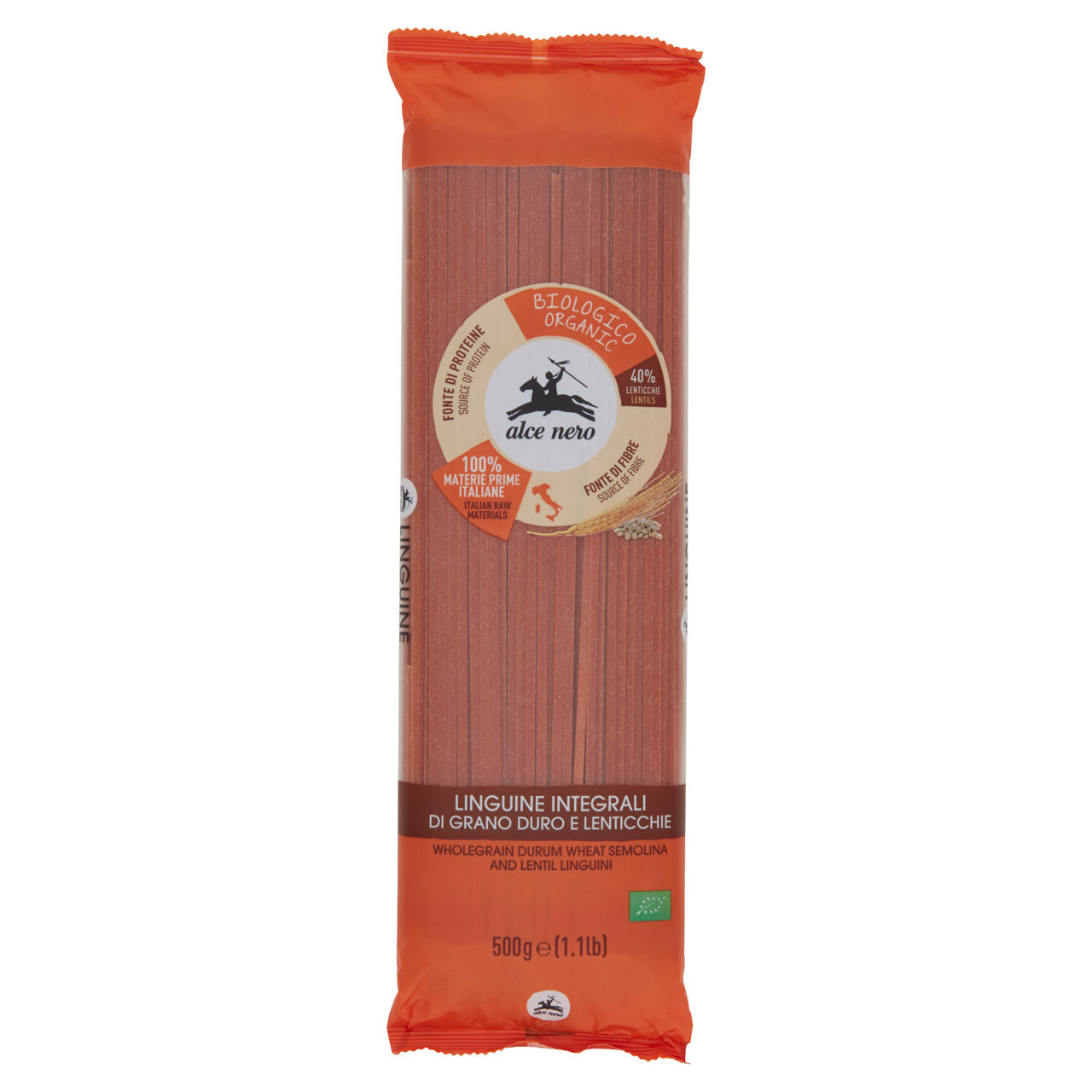 Linguine pasta di semola integrale di grano duro e lenticchie rosse bio 500 gr - Immagine 01