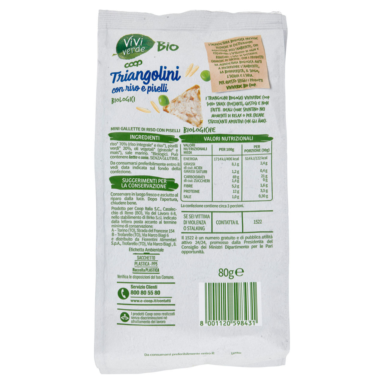 Triangolini di riso con piselli bio 80 gr - Immagine 51