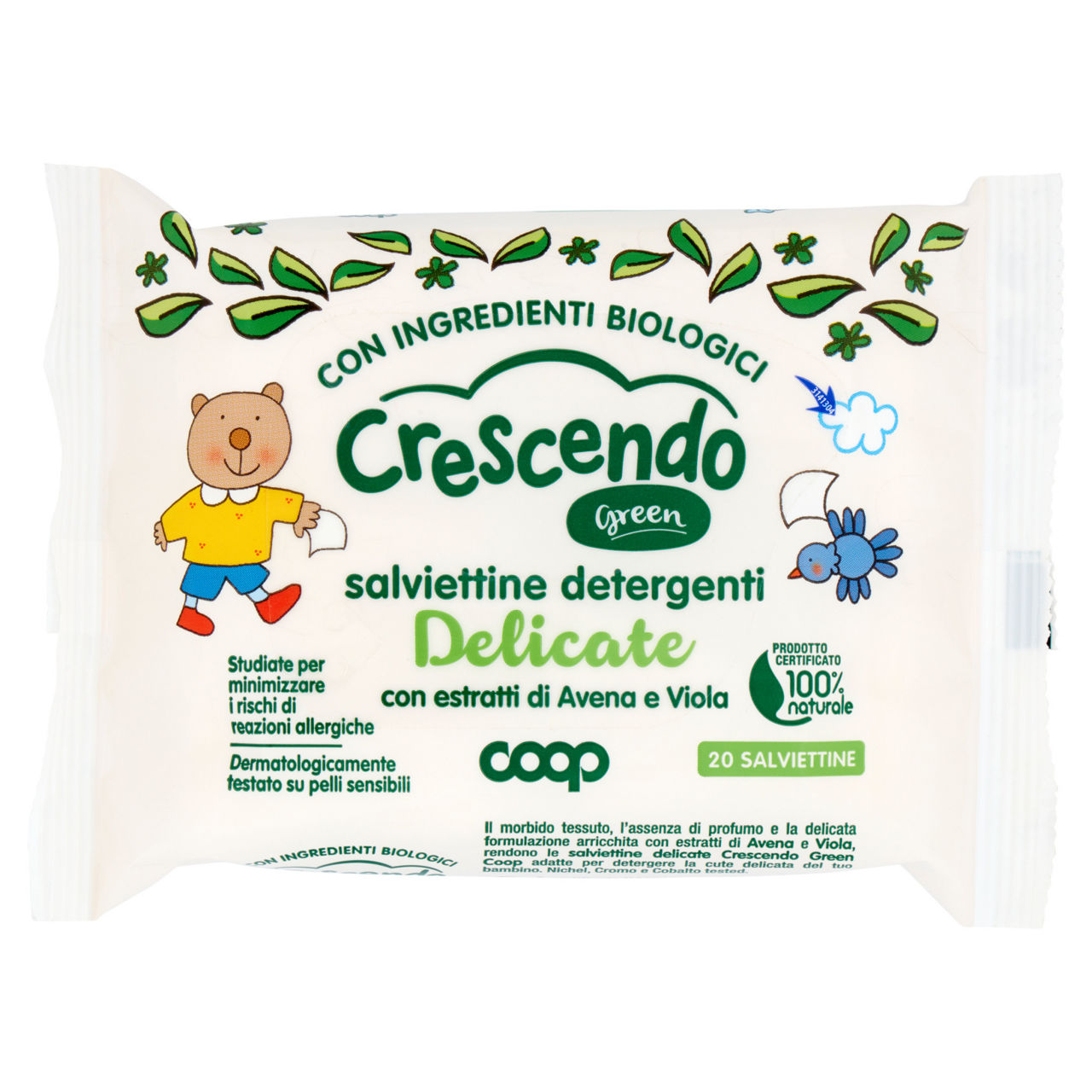 Salviette detergenti coop crescendo natrue delicate bimbo pz 20
